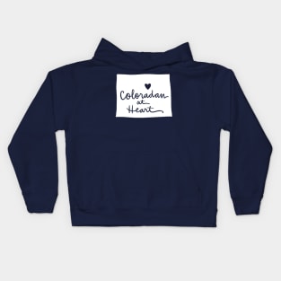 Coloradan At Heart: Colorado State Pride Calligraphy Kids Hoodie